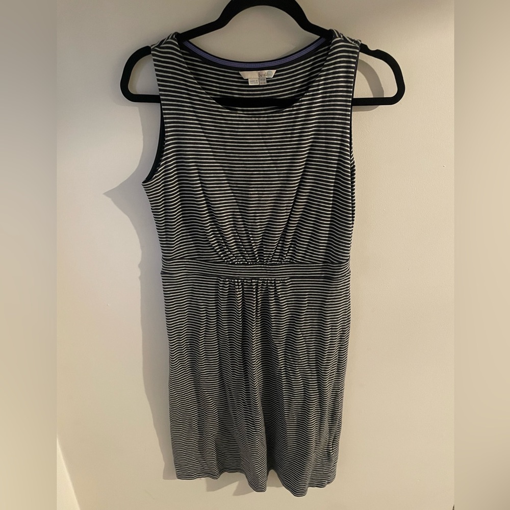 Boden Navy and White Striped Nautical Coastal Grandma Basic Cotton Tank Dress